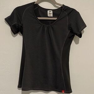 The North Face athletic shirt black striped xs